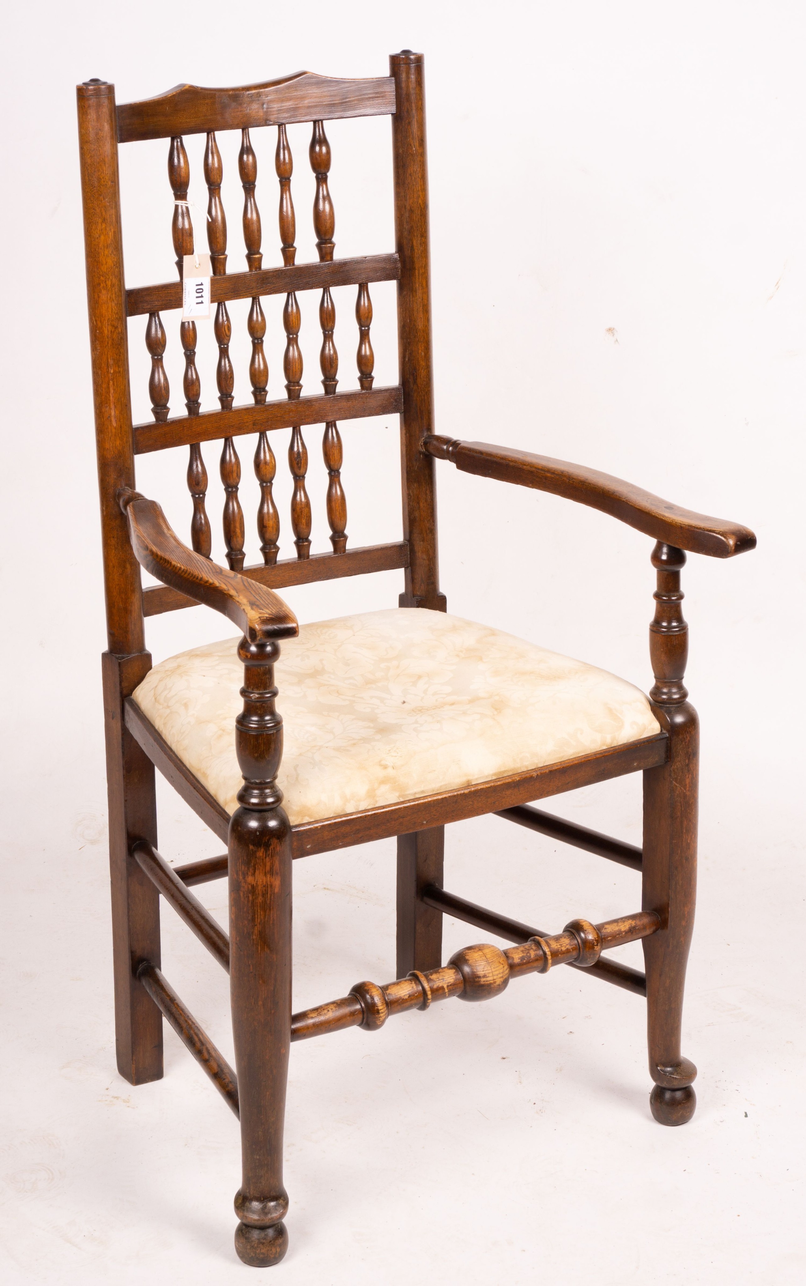An 18th century style Lancashire ash and beech spindle back dining chair